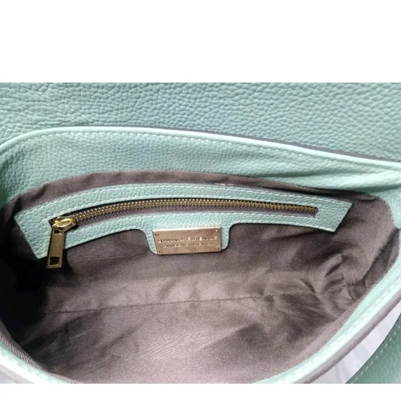 DIVINA FIRENZE Made In Italy Leather Baquette Flap Over Shoulder Crossbody Bag